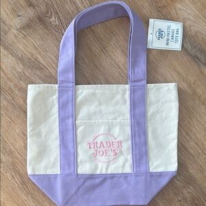 Trader Joe's Purple and Cream Tote Bag